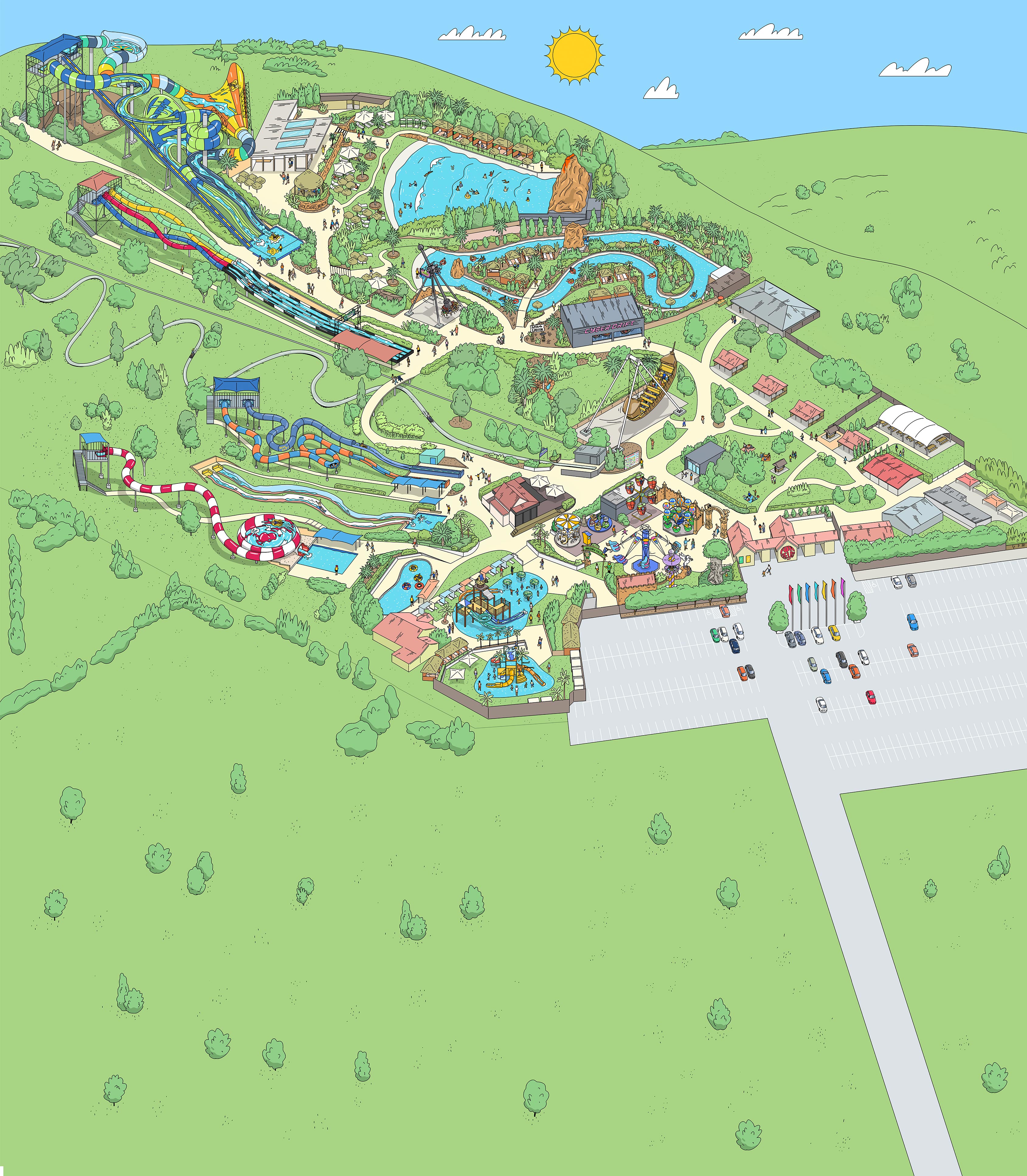 Funfields Theme Park Regions Map